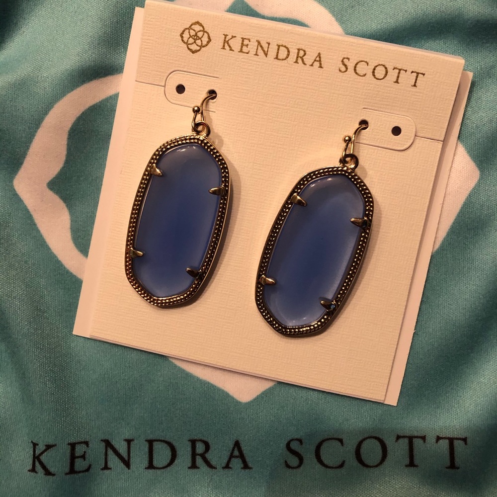 Kendra Scott Elle Gold Drop Earrings In Blue Glass